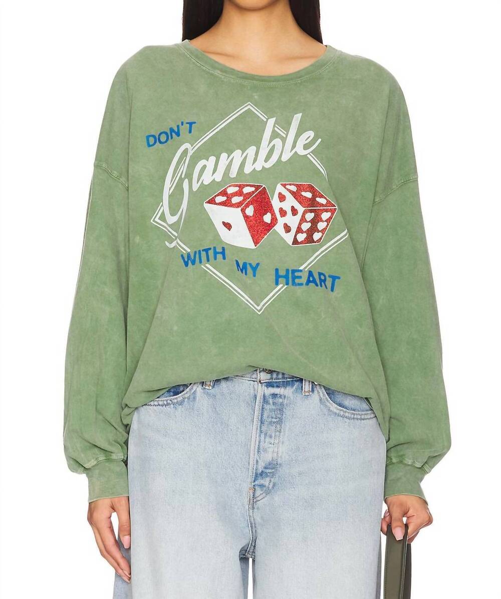 NEW DAYDREAMER don't gamble with my heart tee in green